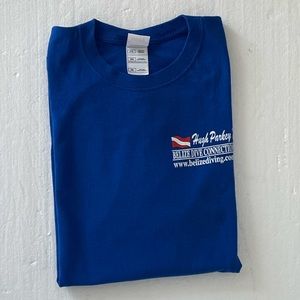 Hugh Parkey’s Belize Dive, Fruit of the Loom Royal Blue T-Shirt, Size 2XL